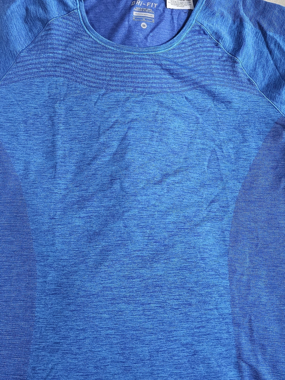 Nike Women Blue Heather Dri-FIT Short Sleeve Shirt
